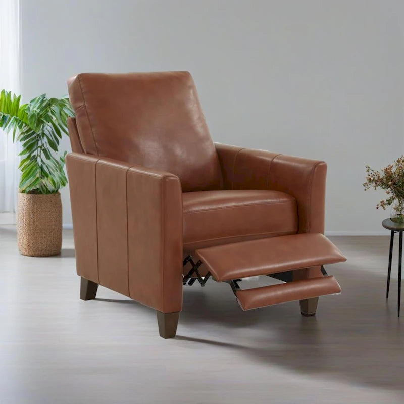 Caramel Faux Leather Modern Recliner