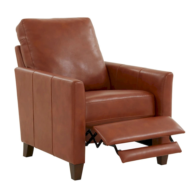 Caramel Faux Leather Modern Recliner