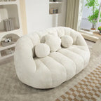 63.78" Chenille Upholstered Lounge Chair with High Density Foam – White