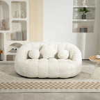 63.78" Chenille Upholstered Lounge Chair with High Density Foam – White