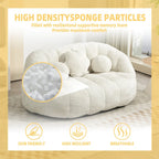 63.78" Chenille Upholstered Lounge Chair with High Density Foam – White
