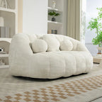 63.78" Chenille Upholstered Lounge Chair with High Density Foam – White