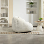 63.78" Chenille Upholstered Lounge Chair with High Density Foam – White