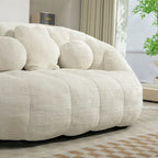 63.78" Chenille Upholstered Lounge Chair with High Density Foam – White