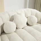 63.78" Chenille Upholstered Lounge Chair with High Density Foam – White