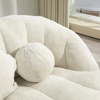 63.78" Chenille Upholstered Lounge Chair with High Density Foam – White