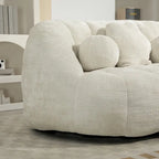 63.78" Chenille Upholstered Lounge Chair with High Density Foam – White