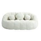 63.78" Chenille Upholstered Lounge Chair with High Density Foam – White