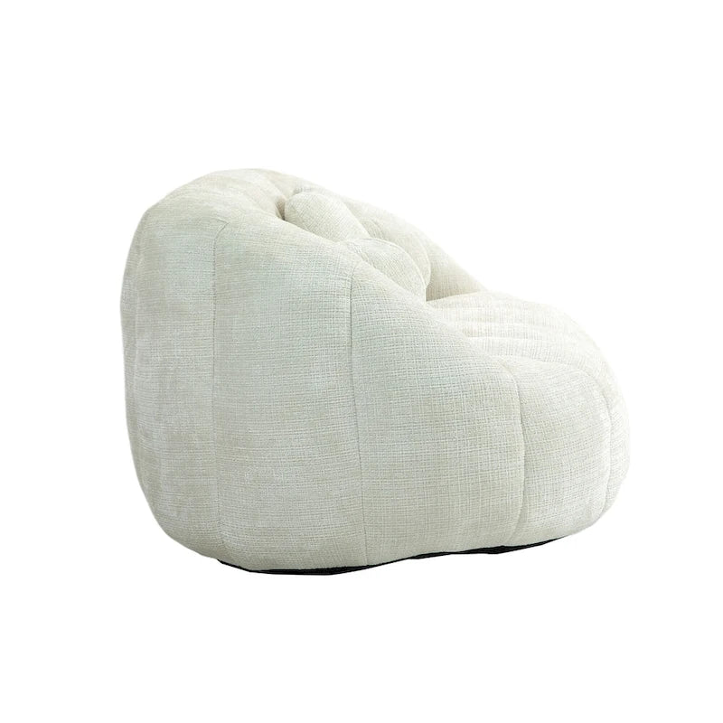 63.78" Chenille Upholstered Lounge Chair with High Density Foam – White