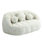 63.78" Chenille Upholstered Lounge Chair with High Density Foam – White