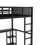 Hochbettgestell in Full-XL-Größe mit integriertem Kleiderschrank
