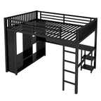 Hochbettgestell in Full-XL-Größe mit integriertem Kleiderschrank