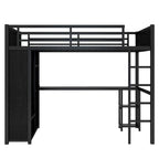 Hochbettgestell in Full-XL-Größe mit integriertem Kleiderschrank