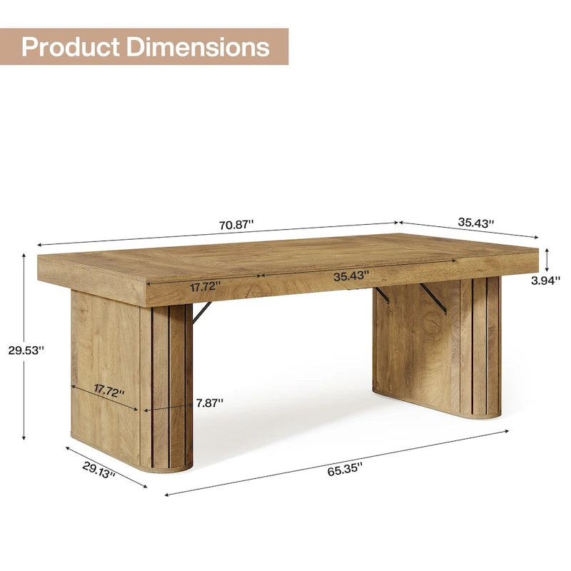 70.9" Executive Desk, Computer Desk, Large Workstation for Home Office, Brown
