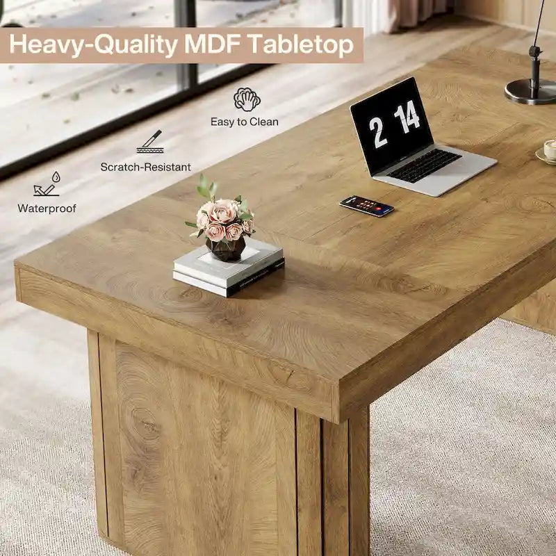 70.9" Executive Desk, Computer Desk, Large Workstation for Home Office, Brown