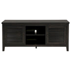 TV-Schrank und Medienkonsole, 2 Türen und Regale, schwarzes Holz, 60 Zoll