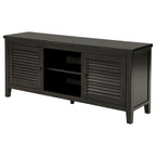 TV-Schrank und Medienkonsole, 2 Türen und Regale, schwarzes Holz, 60 Zoll