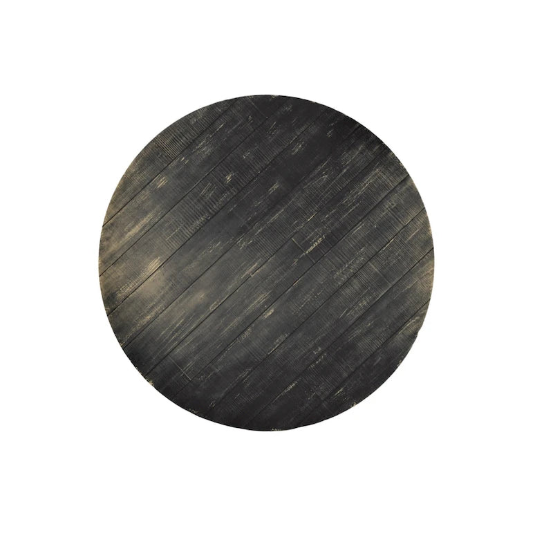 54 Inch Round Planked Black Smoke Mahogany Wood Dining Table