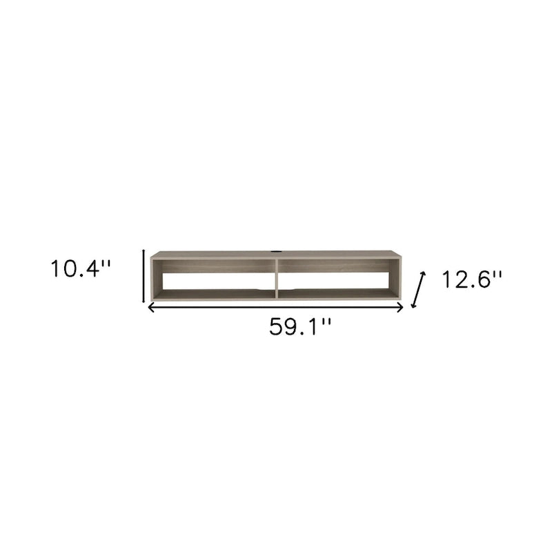 Floating TV Stand 59" with Open Shelves & Cable Management