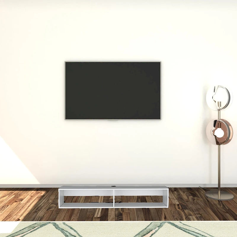 Floating TV Stand 59" with Open Shelves & Cable Management