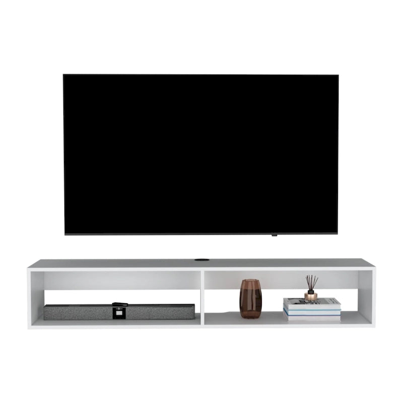 Floating TV Stand 59" with Open Shelves & Cable Management