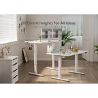 Glass Standing Desk, White Adjustable Height