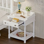 Retro Bedside Table, Nightstand with Drawer and Open Shelf for Bedroom