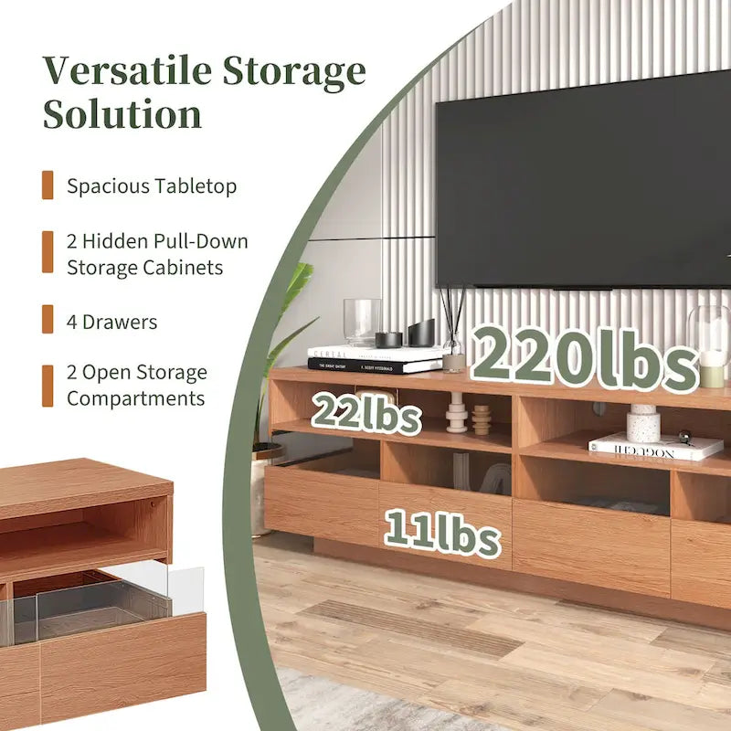 75" TV Stand with Acrylic Drawers