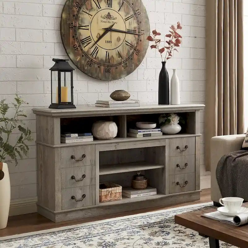 Traditional 60" TV Stand with Open and Closed Storage for TVs Up to 65"