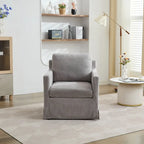 360° Swivel Accent Chair with Solid Wood Frame and Removable Back Cushion