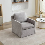 360° Swivel Accent Chair with Solid Wood Frame and Removable Back Cushion