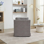 360° Swivel Accent Chair with Solid Wood Frame and Removable Back Cushion