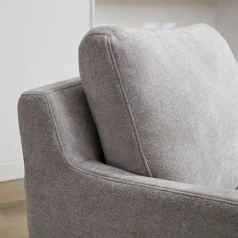 360° Swivel Accent Chair with Solid Wood Frame and Removable Back Cushion