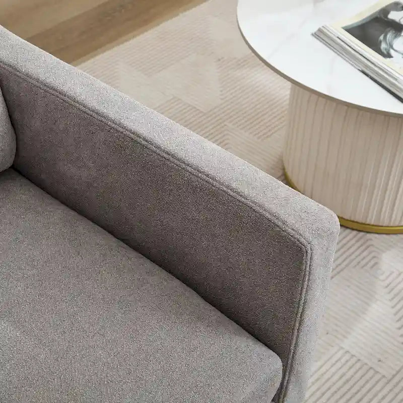 360° Swivel Accent Chair with Solid Wood Frame and Removable Back Cushion