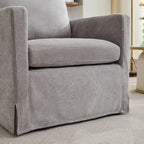 360° Swivel Accent Chair with Solid Wood Frame and Removable Back Cushion