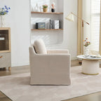 360° Swivel Accent Chair with Solid Wood Frame and Removable Back Cushion