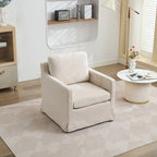 360° Swivel Accent Chair with Solid Wood Frame and Removable Back Cushion