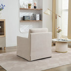 360° Swivel Accent Chair with Solid Wood Frame and Removable Back Cushion
