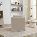 360° Swivel Accent Chair with Solid Wood Frame and Removable Back Cushion