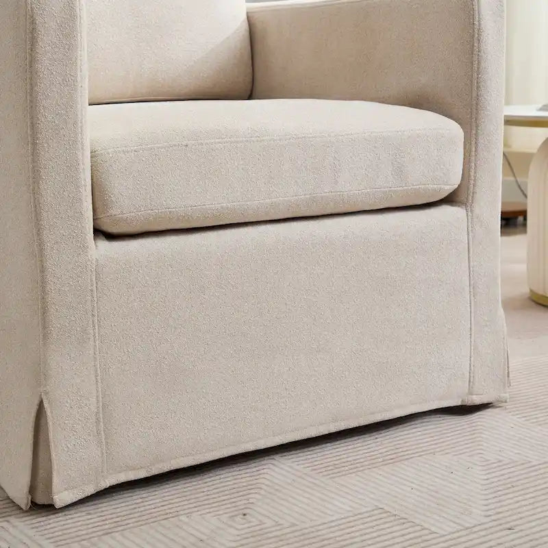 360° Swivel Accent Chair with Solid Wood Frame and Removable Back Cushion
