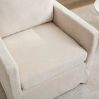 360° Swivel Accent Chair with Solid Wood Frame and Removable Back Cushion