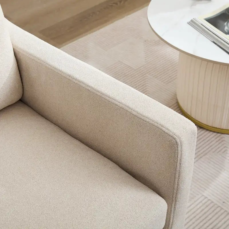 360° Swivel Accent Chair with Solid Wood Frame and Removable Back Cushion