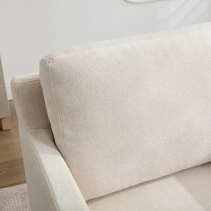 360° Swivel Accent Chair with Solid Wood Frame and Removable Back Cushion