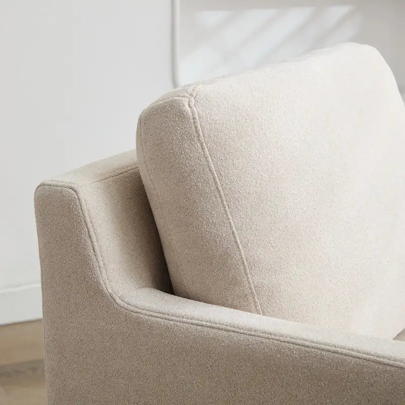 360° Swivel Accent Chair with Solid Wood Frame and Removable Back Cushion