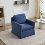360° Swivel Accent Chair with Solid Wood Frame and Removable Back Cushion