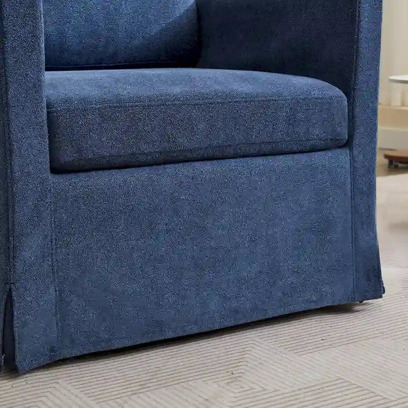 360° Swivel Accent Chair with Solid Wood Frame and Removable Back Cushion