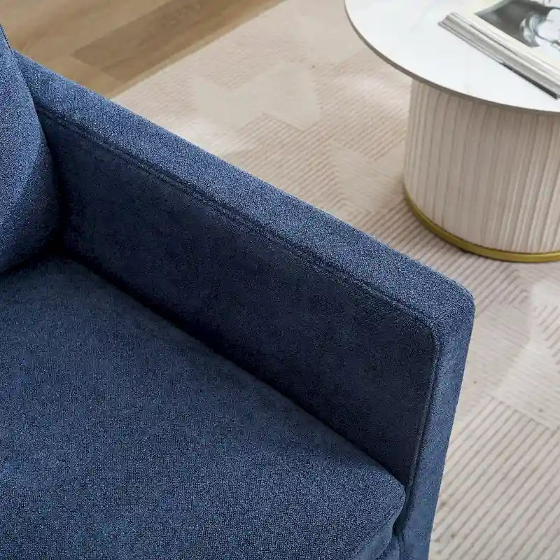 360° Swivel Accent Chair with Solid Wood Frame and Removable Back Cushion