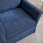 360° Swivel Accent Chair with Solid Wood Frame and Removable Back Cushion