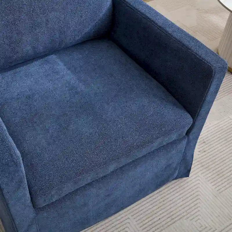 360° Swivel Accent Chair with Solid Wood Frame and Removable Back Cushion