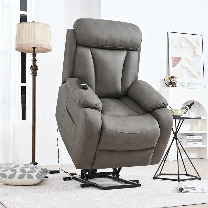 Grey Fabric Power Lift Recliner Chair for Elderly